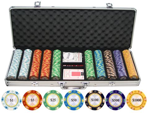 500pc 13.5g Monte Carlo Clay Poker Chip Set .